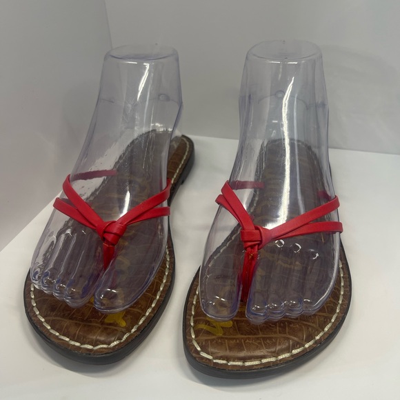 Sam Edelman Gerianne Leather Flip Flops Thongs Size 6 - Red LEATHER Classic Boho - Picture 4 of 11